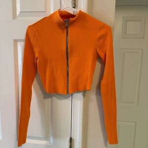 Cotton Citizen Bright Orange Crop Ribbed Top